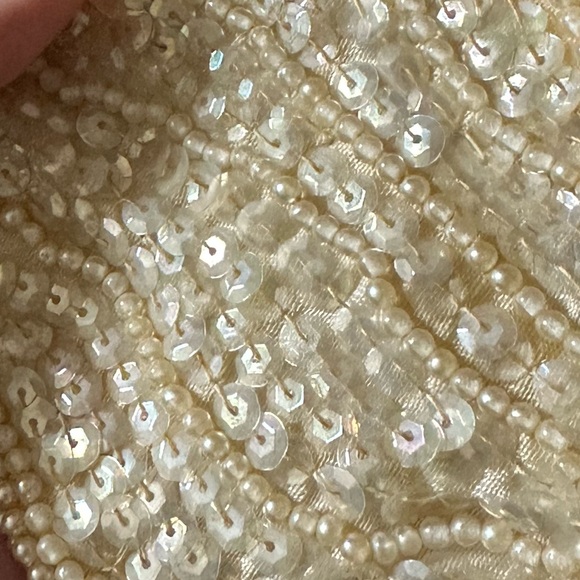 Vintage Miranda Sequin Hand Bag Clutch Purse Made in Japan Ivory Cream 1950s - Picture 3 of 9
